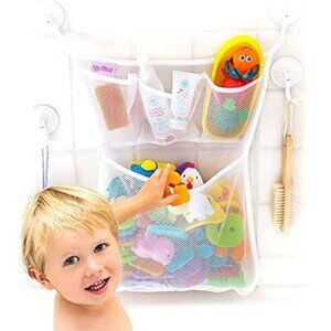 Tub Cubby Bath Toy Storage Organizer -14"x20" Mesh Shower Caddy With Suction Cup